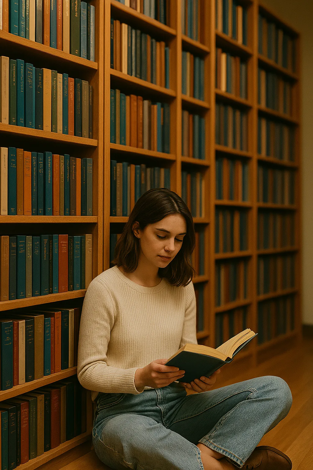 Library shelves filled with books
